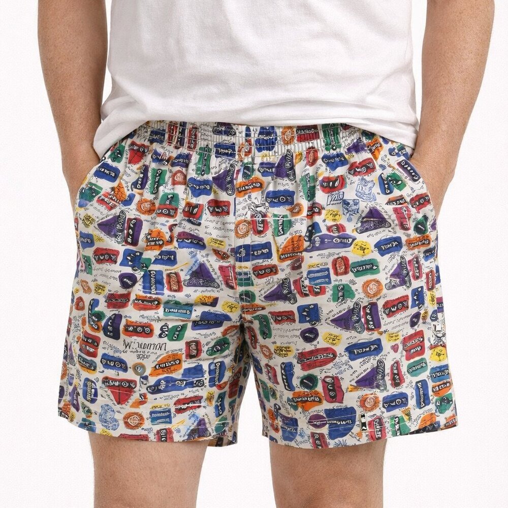 Vintage 1980s Shorts Tourist Travel Novelty Print Men's High Waisted Jantzen